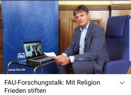 Zum Artikel "Mit Religion Frieden stiften: Prof. Tamer zu Gast im FAU-Forschungstalk"